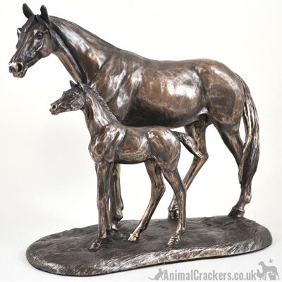 Grande (27 cm) Harriet Glen Mare & Foal figurine scultura in bronzo ornamento regalo amante dei cavalli