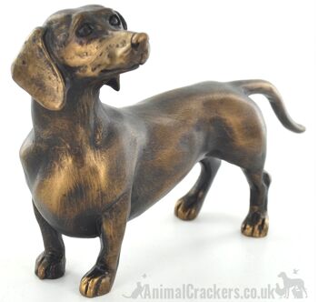 Figurine d'ornement de teckel effet bronze de 18 cm, cadeau d'amant de chien de saucisse 1