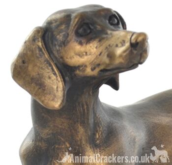 Figurine d'ornement de teckel effet bronze de 18 cm, cadeau d'amant de chien de saucisse 2