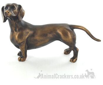 Figurine d'ornement de teckel effet bronze de 18 cm, cadeau d'amant de chien de saucisse 3