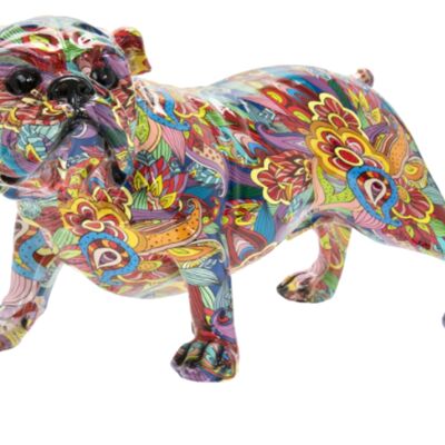 Grand 38cm GROOVY ART coloré debout bouledogue anglais ornement figurine cadeau amoureux des chiens