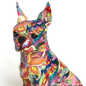 Grand 32cm GROOVY ART coloré Boston Terrier Bouledogue Français style ornement figurine Chien amant cadeau 3
