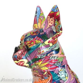 Grand 32cm GROOVY ART coloré Boston Terrier Bouledogue Français style ornement figurine Chien amant cadeau 5