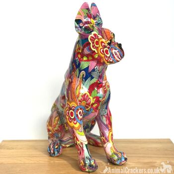 Grand 32cm GROOVY ART coloré Boston Terrier Bouledogue Français style ornement figurine Chien amant cadeau 6