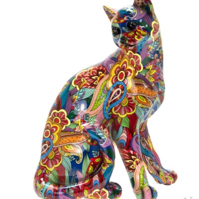 Large 28cm GROOVY ART bright colour Sitting Cat ornament figure cat lover gift