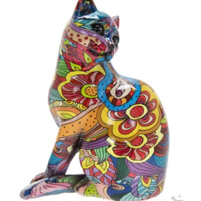 Groovy Art figurine d'ornement de chat assis de couleur vive brillante cadeau d'amant de chat