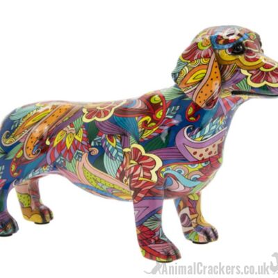 GROOVY ART luminoso colorato bassotto ornamento figurine regalo amante del cane di salsiccia