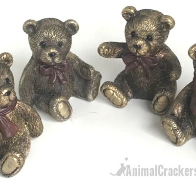 CONJUNTO DE 4 adornos de oso de peluche con efecto de latón envejecido extremadamente lindo, fabuloso regalo para amantes del oso de peluche