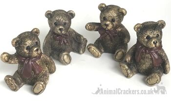 ENSEMBLE DE 4 ornements d'ours en peluche effet laiton vieilli extrêmement mignons, fabuleux cadeau d'amant d'ours en peluche 1
