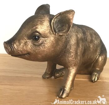 Grand ornement ou décoration de tirelire effet bronze de qualité (24 cm), excellent cadeau pour les amoureux des cochons 4