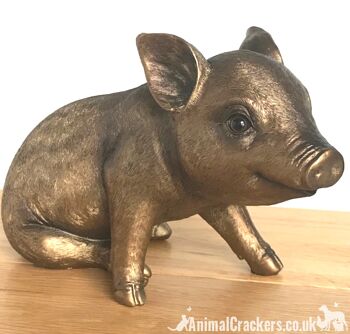 Grand ornement ou décoration de tirelire effet bronze de qualité (24 cm), excellent cadeau pour les amoureux des cochons 6