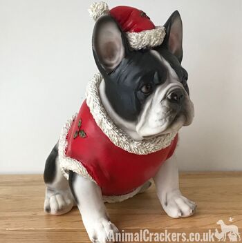 Grand noir et blanc bouledogue français Frenchie chien pull de Noël ornement décoration cadeau 1