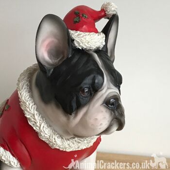 Grand noir et blanc bouledogue français Frenchie chien pull de Noël ornement décoration cadeau 2