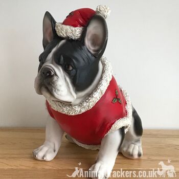 Grand noir et blanc bouledogue français Frenchie chien pull de Noël ornement décoration cadeau 3