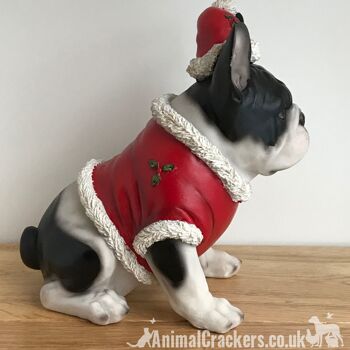 Grand noir et blanc bouledogue français Frenchie chien pull de Noël ornement décoration cadeau 4