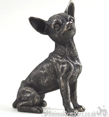 Figurine d'ornement Chihuahua assis en bronze coulé à froid 1