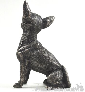 Figurine d'ornement Chihuahua assis en bronze coulé à froid 2