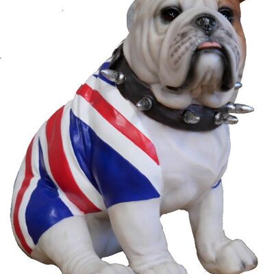 Bouledogue britannique assis dans l'ornement de manteau Union Jack, article de grande qualité, cadeau d'amant de bouledogue