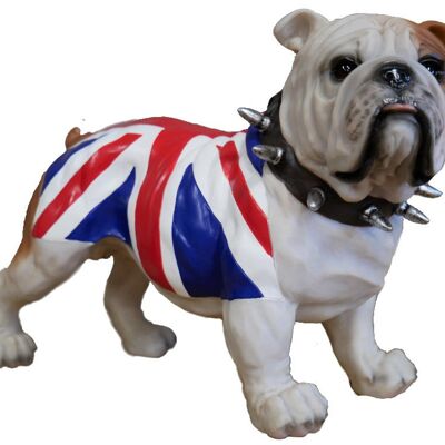 Bulldog británico de pie con adorno de abrigo Union Jack, artículo de gran calidad, regalo de amante de Bulldog