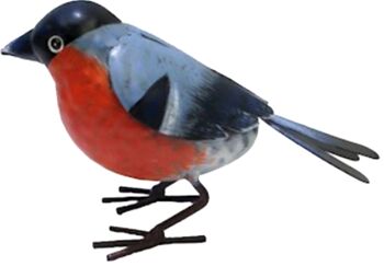 ENSEMBLE DE 2 ornements d'oiseaux de jardin en métal peints à la main plus grands que nature (16 cm) (Mésange bleue + Bouvreuil), excellent cadeau pour les amoureux des oiseaux 3