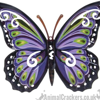 Grand ornement papillon en métal violet et multicolore de 35 cm