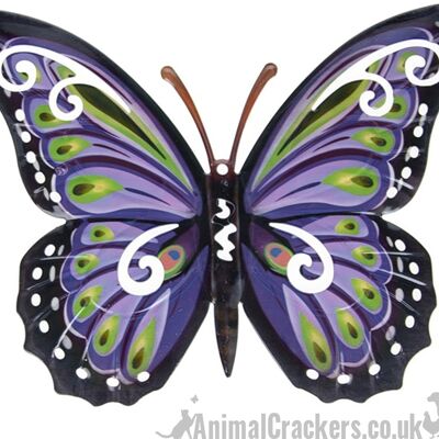 Large 35cm Purple & multi colour metal Butterfly ornament wall art decoration