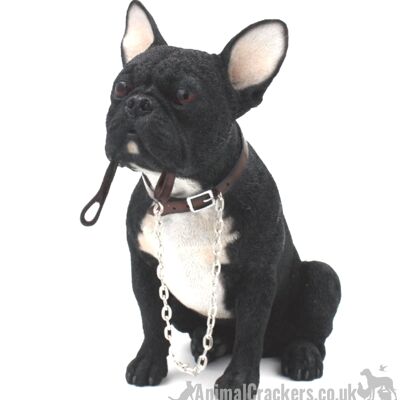 Leonardo Walkies range 18cm Estatuilla de adorno de Bulldog francés negro, amante de Frenchie, en caja de regalo