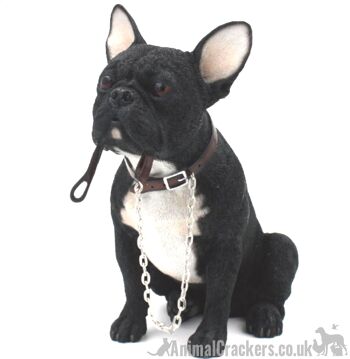 Gamme Leonardo Walkies 18cm figurine d'ornement bouledogue français noir, amateur de Frenchie, coffret cadeau 1