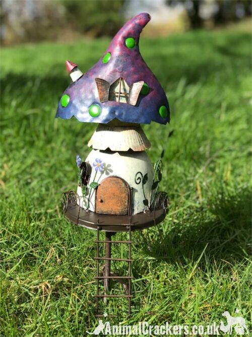 Metal Fairy Pixie lover Toadstool shaped TREE HOUSE garden ornament decoration