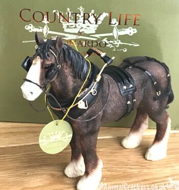 Leonardo Bay Shire Cart Heavy Horse dans la figurine d'ornement de harnais, coffret cadeau 6
