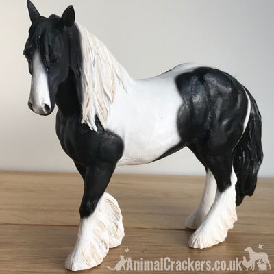 Piebald Black & White Cob ornamento Leonardo color caballo pony amante regalo en caja