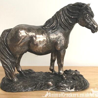 Figurine d'ornement de poney Shetland en bronze par Harriet Glen, cadeau d'amant de cheval, en boîte