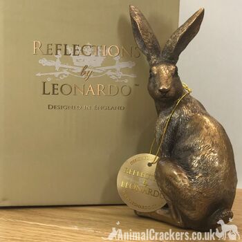 Leonardo Reflections Bronzed range effet bronze Figurine d'ornement Lièvre assis, coffret cadeau 6