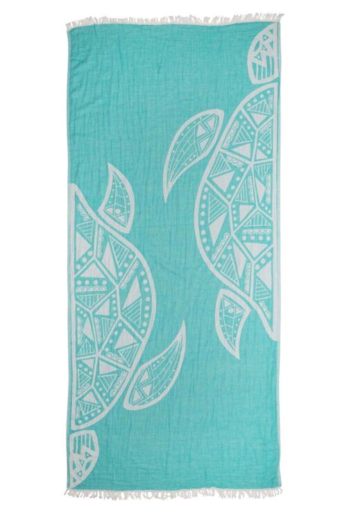 Hammam beach towel TURTLE - 95 x 200 cm - seagreen