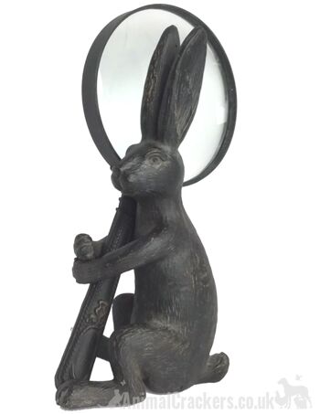 Lièvre effet bronze avec figurine d'ornement en forme de loupe, cadeau d'amant de lapin 1