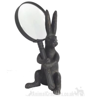 Lièvre effet bronze avec figurine d'ornement en forme de loupe, cadeau d'amant de lapin 2