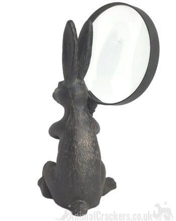 Lièvre effet bronze avec figurine d'ornement en forme de loupe, cadeau d'amant de lapin 3