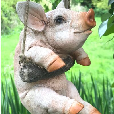 Hängendes Ferkel am Seil Neuheit Baum Garten Ornament Dekoration Geschenk für Schweineliebhaber