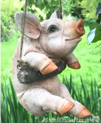 Porcelet suspendu sur corde nouveauté arbre jardin ornement décoration cochon amant cadeau 1