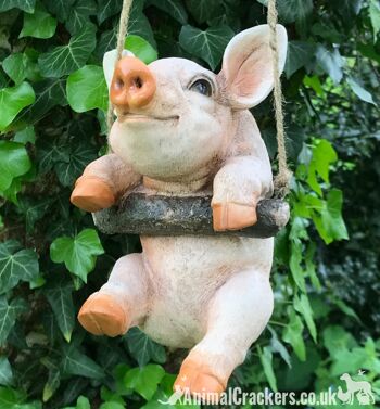 Porcelet suspendu sur corde nouveauté arbre jardin ornement décoration cochon amant cadeau 4
