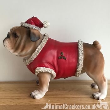 Grande décoration d'ornement de tenue festive de Noël de chien bouledogue britannique anglais 2