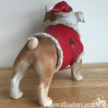 Grande décoration d'ornement de tenue festive de Noël de chien bouledogue britannique anglais 4
