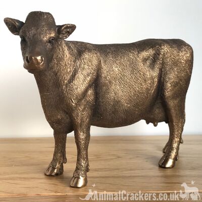 Estatuilla de adorno de vaca calidad Leonardo Bronzed range, regalo de granjero lechero, en caja