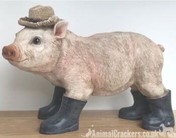 Grand cochon de nouveauté de 30 cm dans Wellies Wellingtons ornement décoration cadeau d'amant de cochon 2