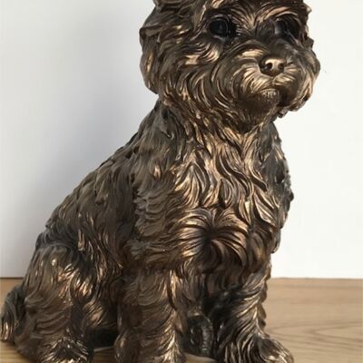 Figurina ornamentale in bronzo di Westie West Highland Terrier Leonardo, in confezione regalo