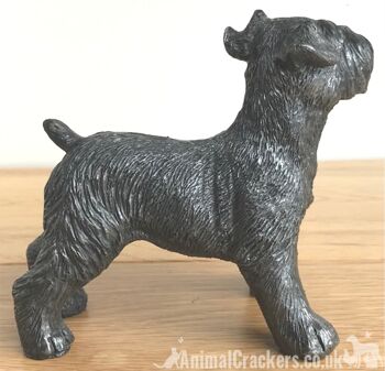 Effet argenté Schnauzer Ornement Sculpture Figurine Décoration cadeau amoureux des chiens 3
