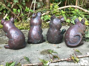 Set 4 adorables souris effet laiton ancien ornements décoration souris cadeau amateur de jardin 6