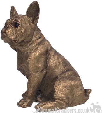 Figurine d'ornement bronzé Leonardo French Bulldog Frenchie, Animal Crackers Exclusive, dans un coffret cadeau Leonardo doré 3