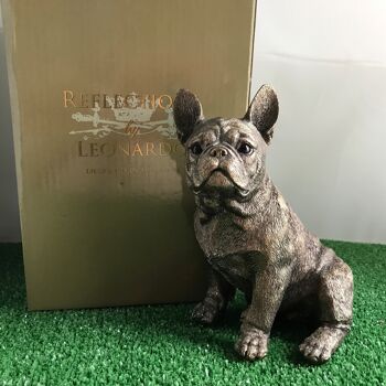 Figurine d'ornement bronzé Leonardo French Bulldog Frenchie, Animal Crackers Exclusive, dans un coffret cadeau Leonardo doré 6