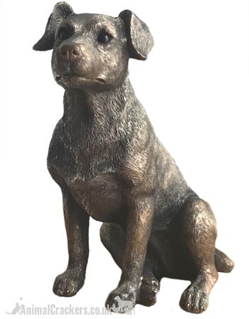 Figurine d'ornement bronzée Jack Russell Terrier, par Leonardo exclusivement pour Animal Crackers, dans une boîte cadeau dorée Leonardo 1